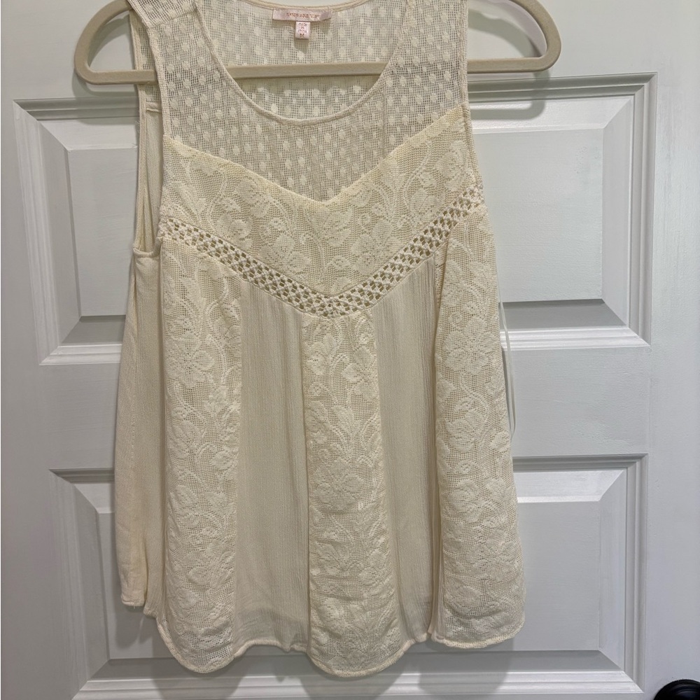 Skies Are Blue Cream Lace Blouse
